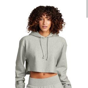Champion Reverse Weave Cropped Hoodie Grey XL New with Tag
